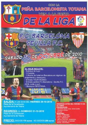 LA PB TOTANA ORGANIZA VIAJE PARA EL PARTIDO DE LIGA FC BARCELONA-SEVILLA FC