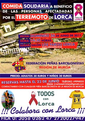 COMIDA A BENEFICIO DE LOS AFECTADOS POR LOS TERREMOTOS DE LORCA 