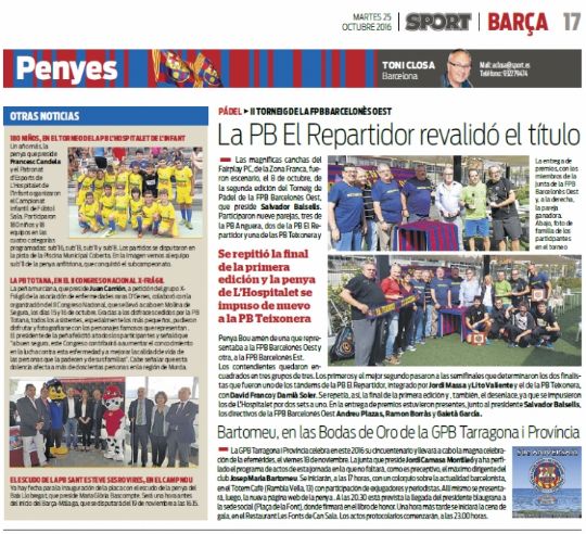 LA PEA BARCELONISTA DE TOTANA EN EL DIARIO SPORT